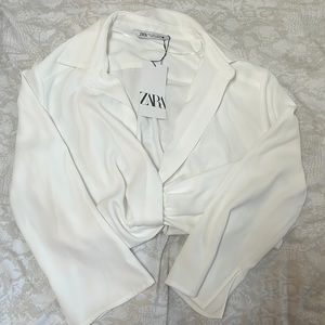 COPY - Zara white cropped long sleeved blouse